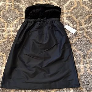 J. Crew strapless black dress.